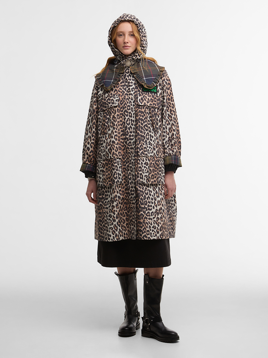 Barbour × GANNI》2WAY レオパード パーカー コート｜ワックス