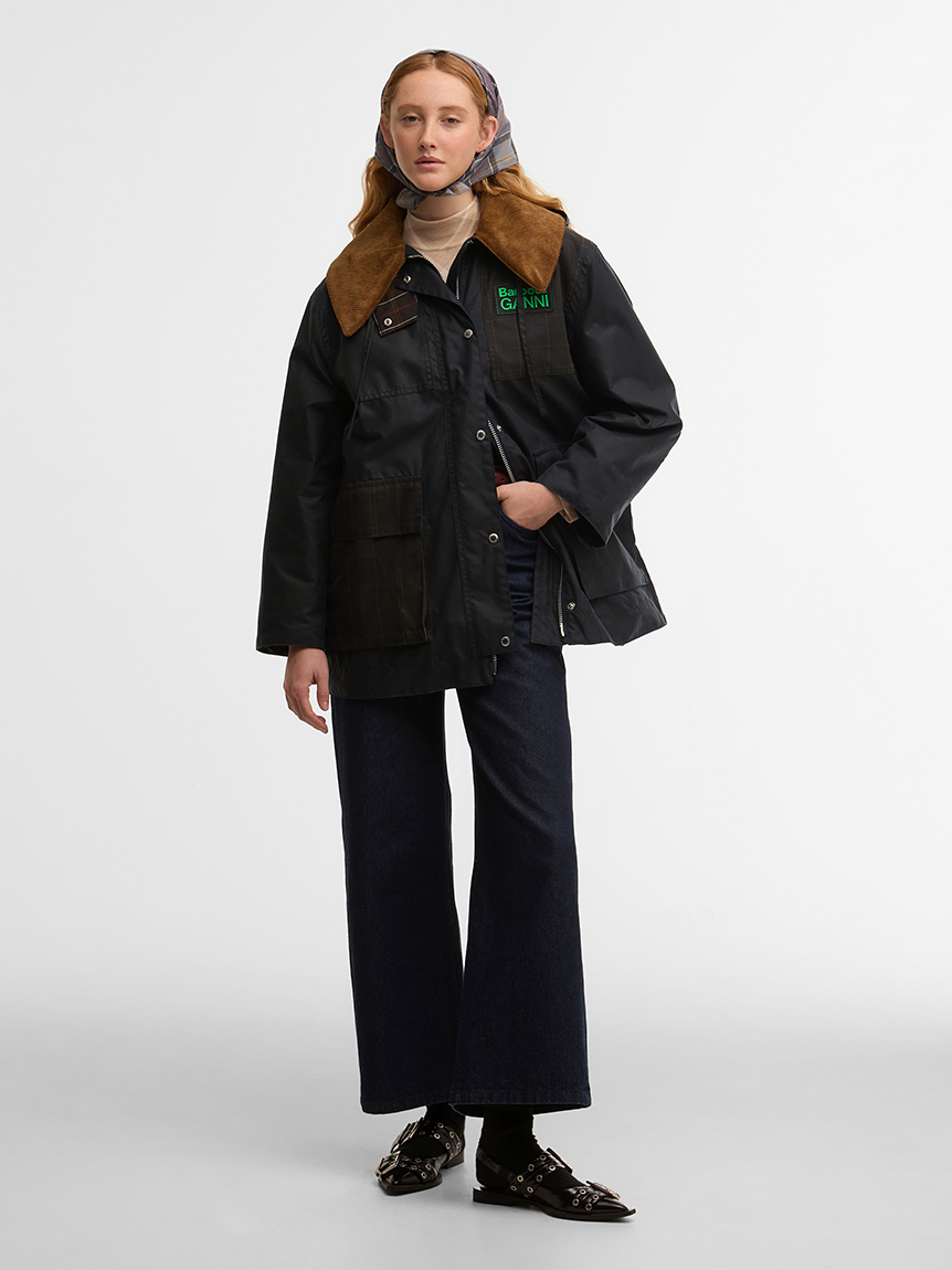 ブラウニー Barbour × GANNI》ワックス ダッフルコート｜ワックスジャケット