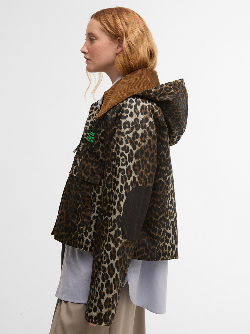 Barbour × GANNI》レオパード ワックス アノラックジャケット