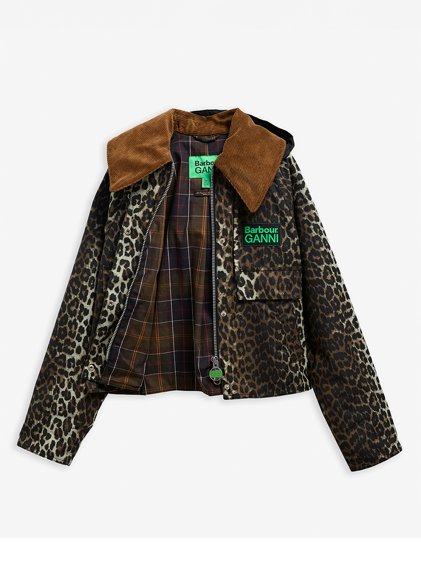 Barbour × GANNI》レオパード ワックス アノラックジャケット