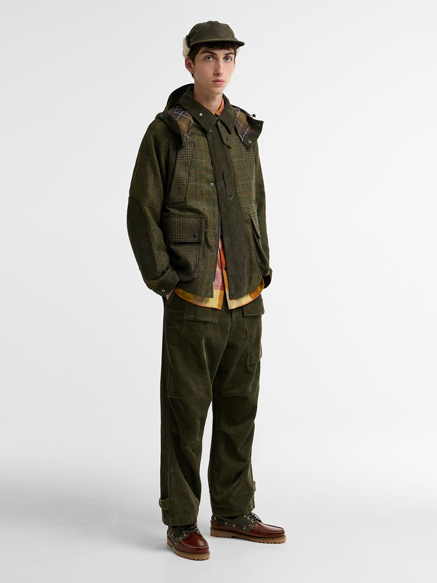 norbit ノーカラー羽織ジャケット ブラウンカーキ Barbour × norbit》ウール ジャケット｜ノンワックスジャケット