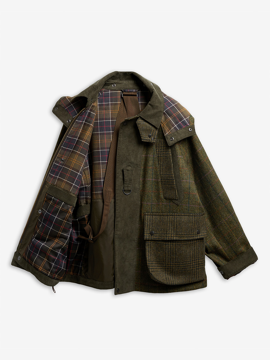 norbit ノーカラー羽織ジャケット ブラウンカーキ Barbour × norbit》ウール ジャケット｜ノンワックスジャケット