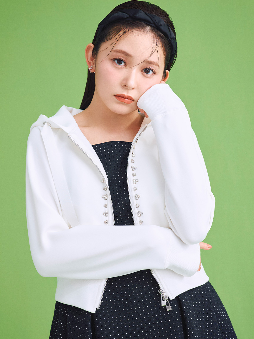 UVカット】【洗える】フロントビシューフーディー(パーカー)｜TOPS