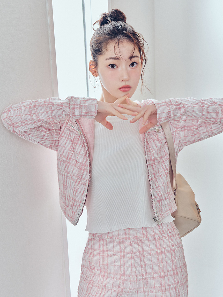 【UVカット】カットツイードパーカー