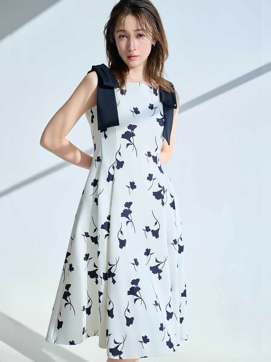 【多機能素材】ラッシュガードショルダーリボンワンピース