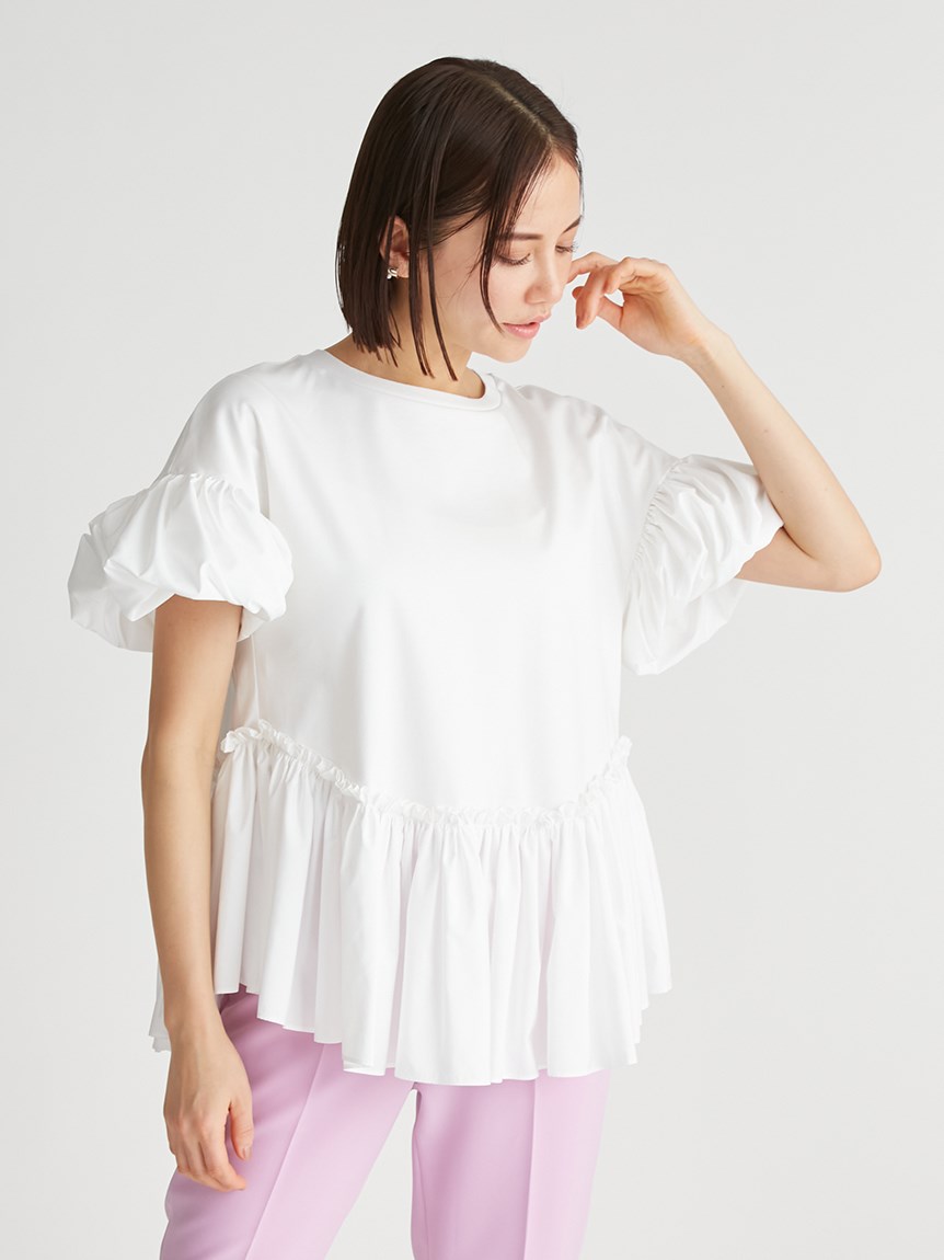 ラウンドヘムフリルカットソー(カットソー)｜TOPS（トップス