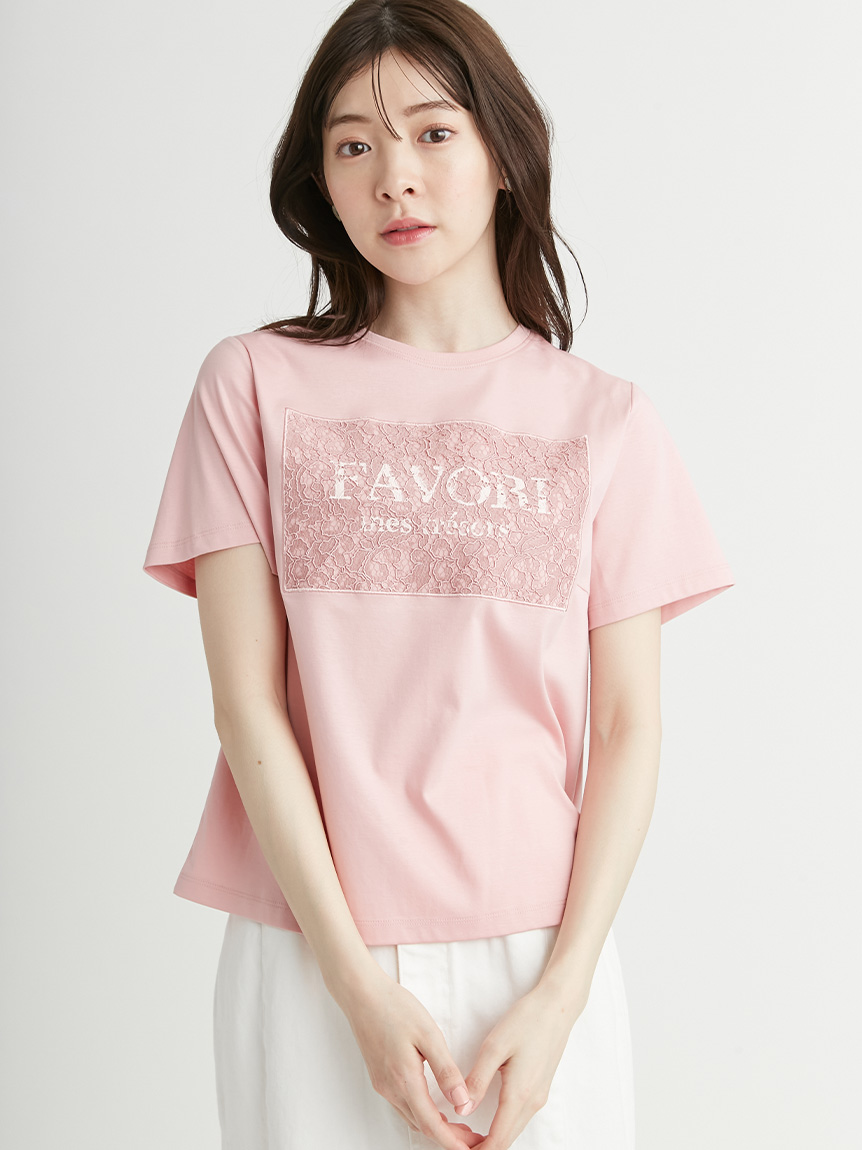 レースロゴプリントTシャツ(カットソー)|TOPS(トップス レースロゴプリントTシャツ(カットソー)|TOPS(トップス