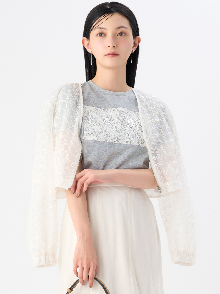 レースロゴプリントTシャツ(カットソー)｜TOPS（トップス