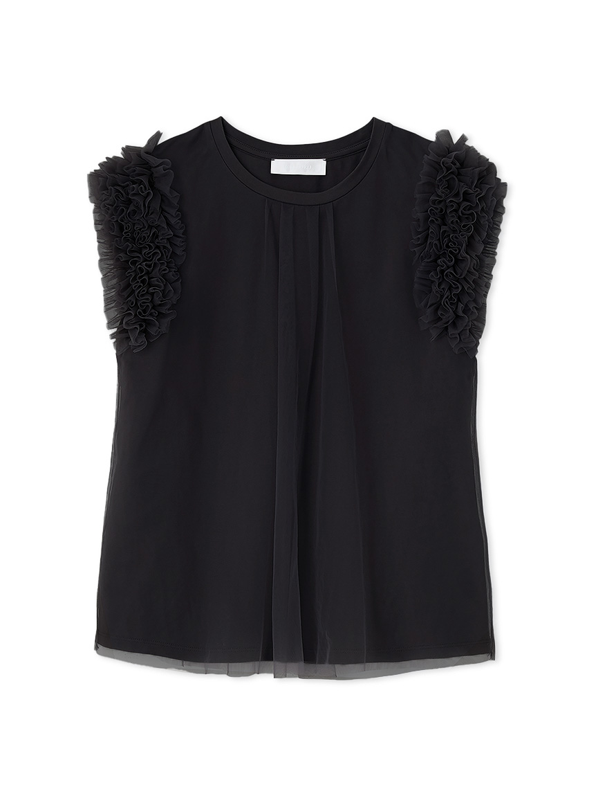 チュールスリーブレイヤードカットソー(カットソー)｜TOPS