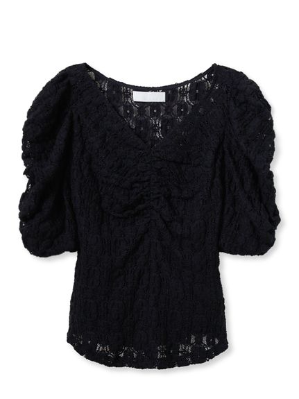 ★新品★マチャット　ラッセルレーストップス（ホワイト） セール】裏地付きレーストップス（Tシャツ/カットソー