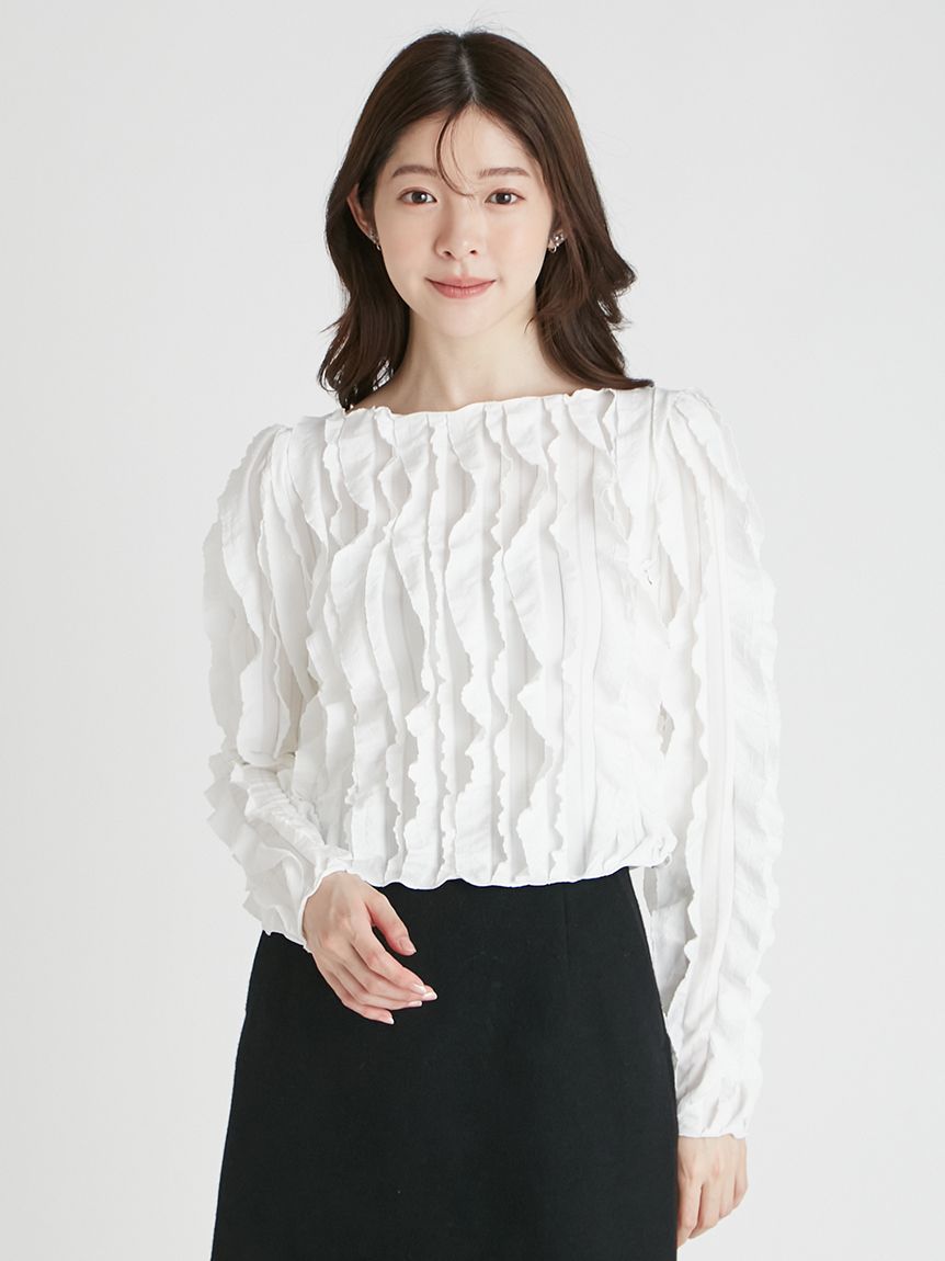 CELFORD セルフォード フリルジャガードカットトップス フリルジャガードカットトップス(ブラウス・シャツ)|TOPS