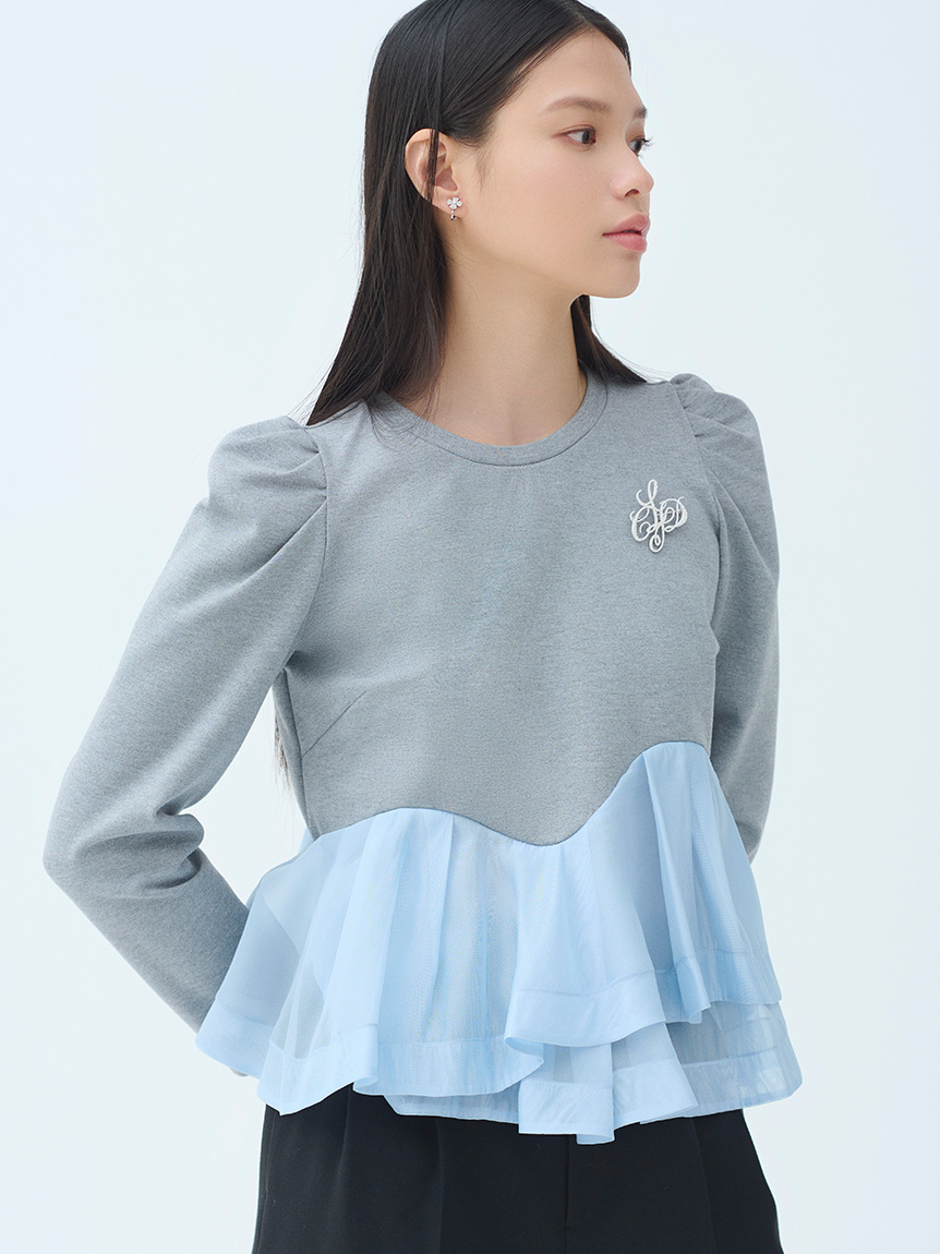 ペプラムドッキングカットトップス(カットソー)｜TOPS（トップス