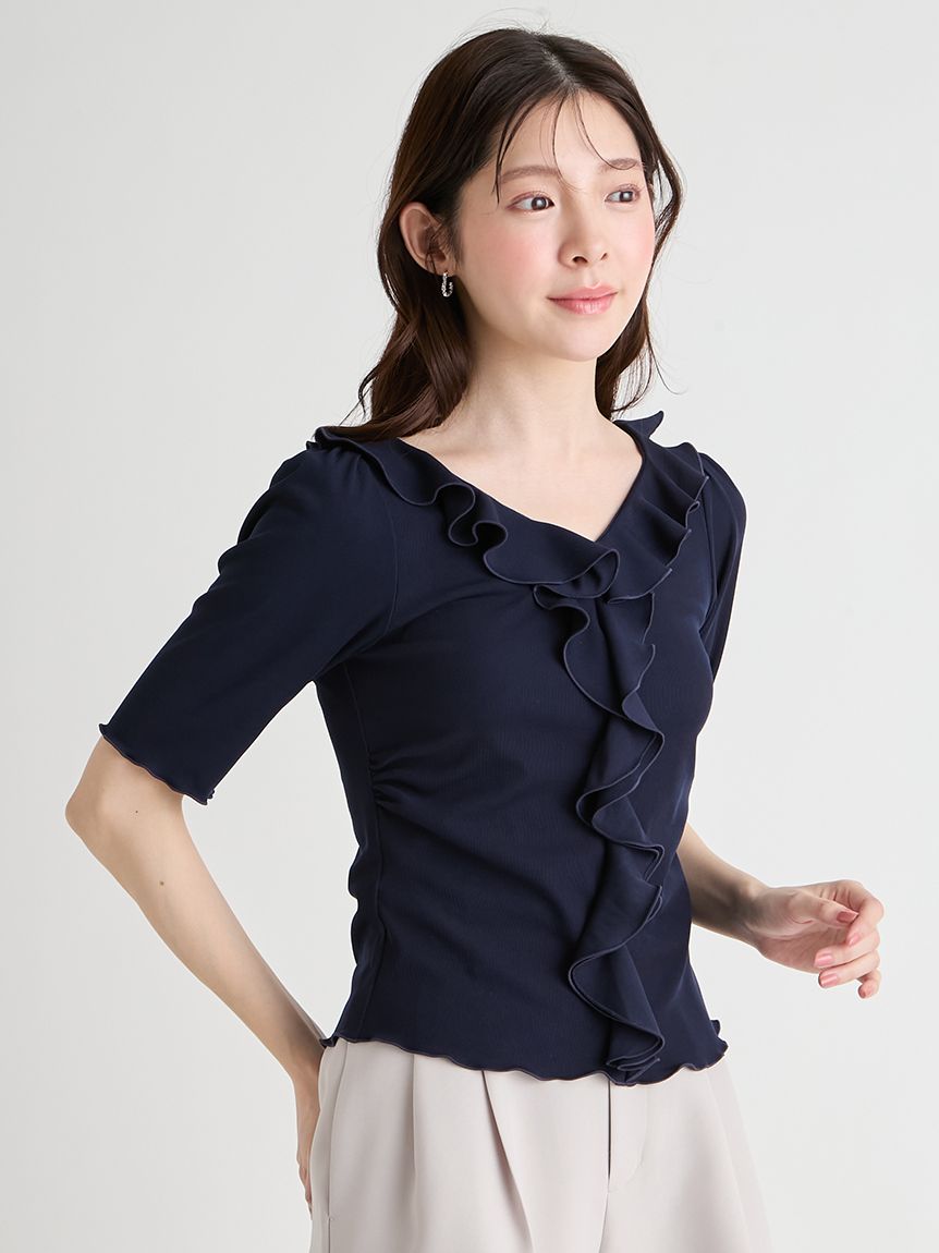 【洗える】ラッフルカットトップス