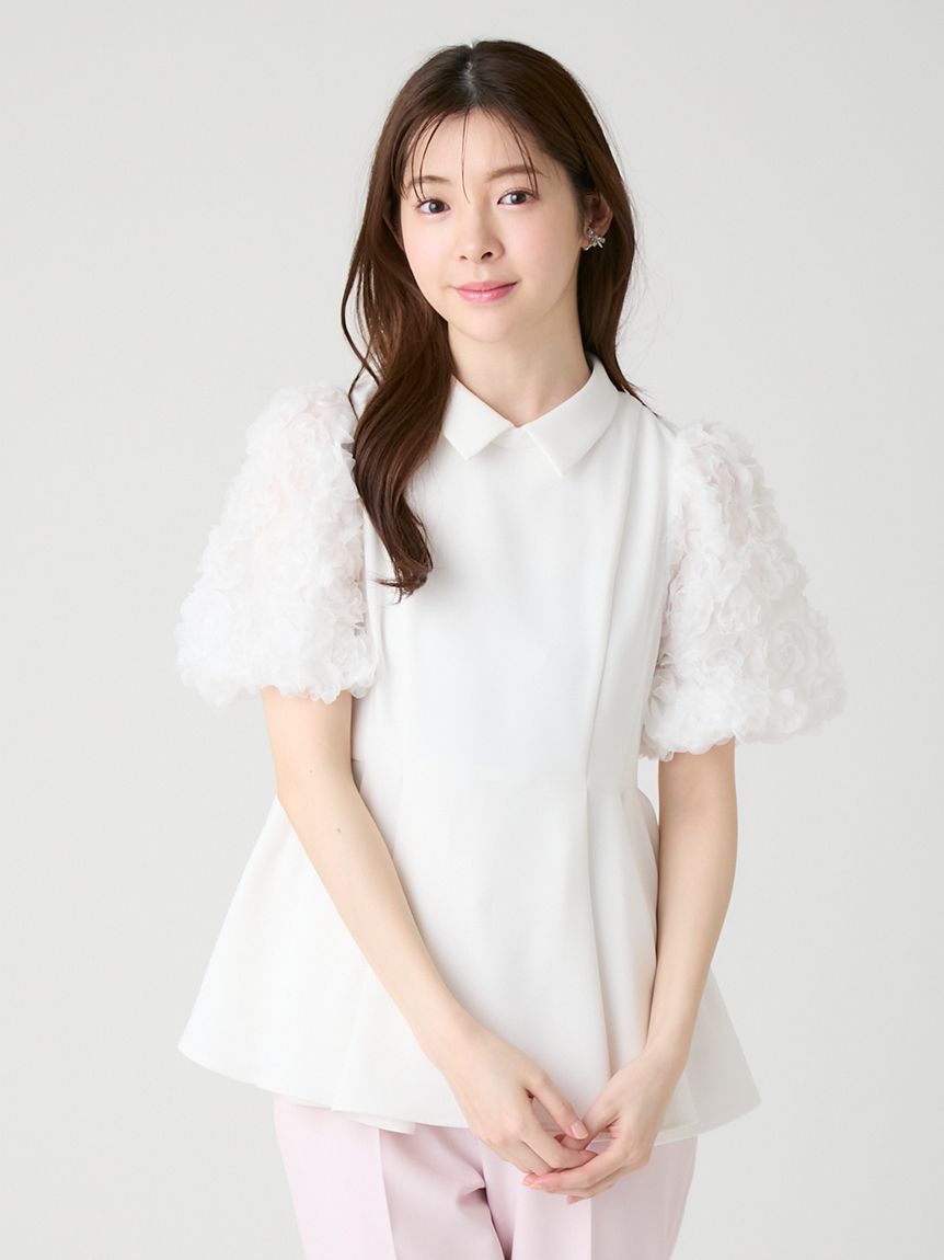 襟付きデザインスリーブブラウス(ブラウス・シャツ)｜TOPS（トップス