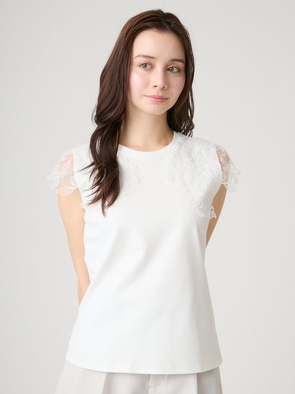 洗える】【接触冷感】レースショルダーカットソー(カットソー)｜TOPS
