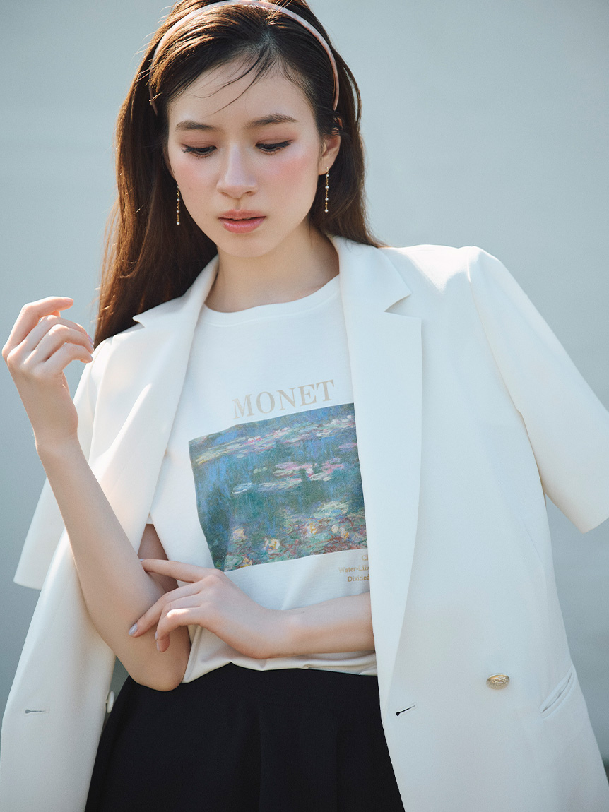 【洗える】【Monet】アートプリントＴシャツ