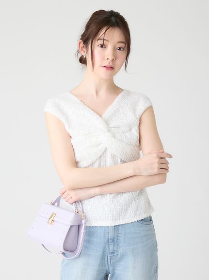 洗える】ツイストオフショルレーストップス(カットソー)｜TOPS