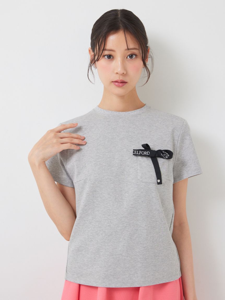 ロゴ刺繍リボン付きカットソー(カットソー)｜TOPS（トップス