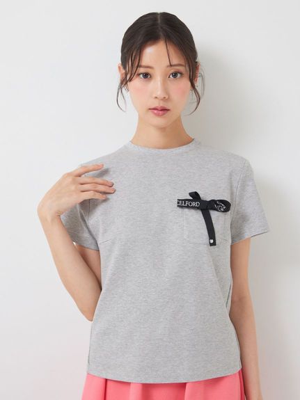 洗える】ロゴ刺繍リボン付きカットソー(カットソー)｜TOPS（トップス