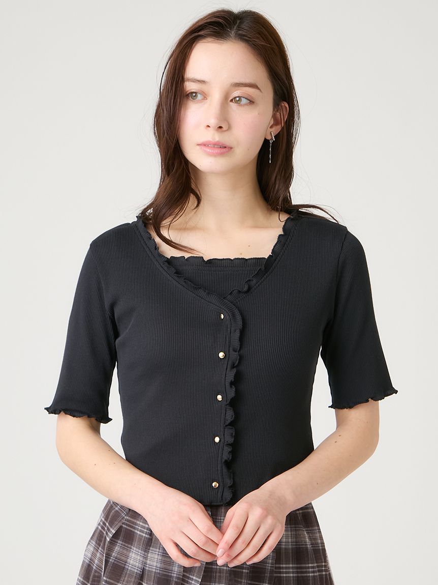 洗える】フリルデザインカットアンサンブル(カットソー)｜TOPS