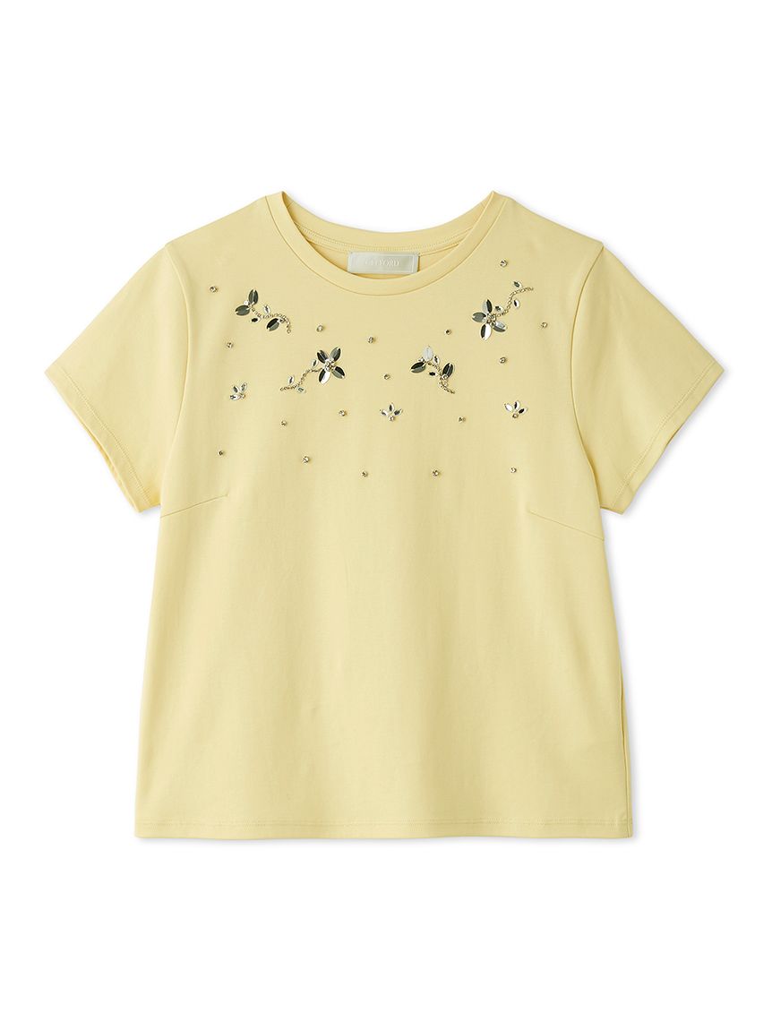 洗える】フラワービジューTシャツ(Tシャツ・カットソー)｜TOPS