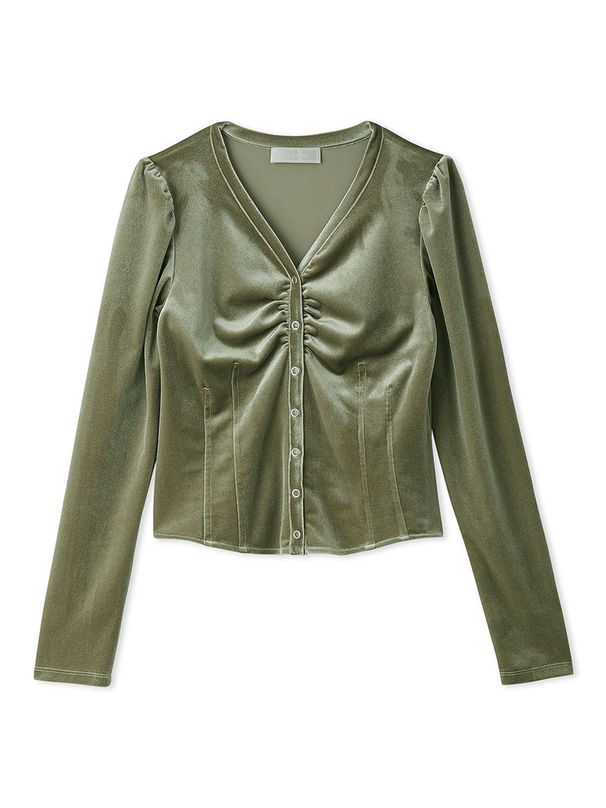ベロアフロントギャザートップス(カットソー)｜TOPS（トップス