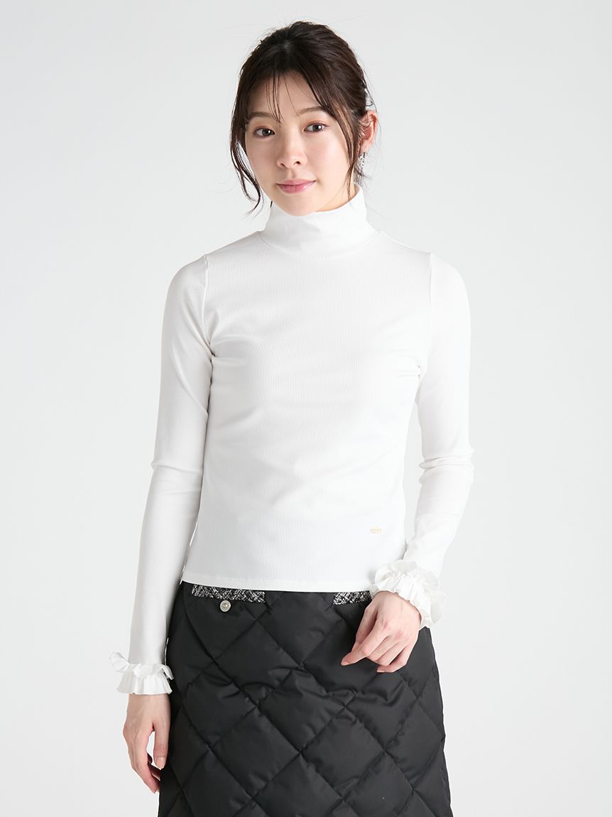 洗える】フリルスリーブタートルトップス(カットソー)｜TOPS（トップス