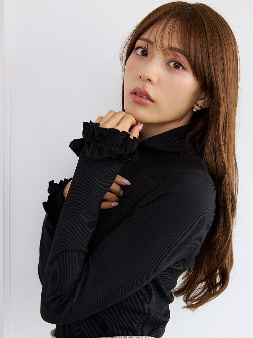 フリルスリーブタートルトップス(カットソー)｜TOPS（トップス