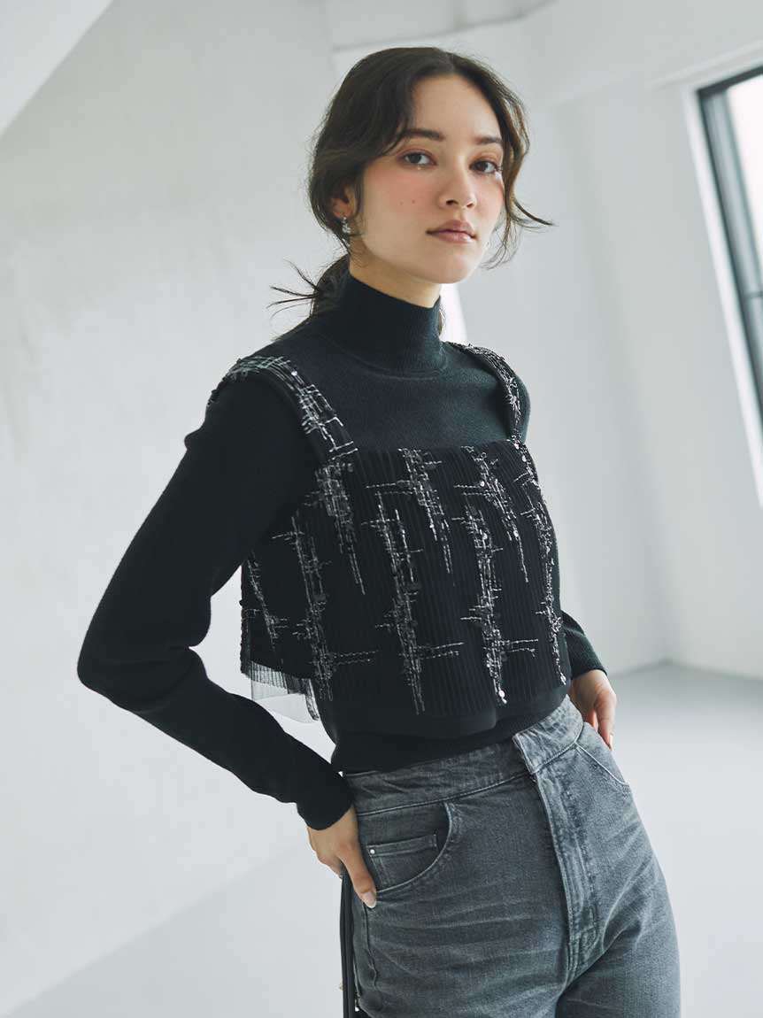 スパンコールチュールキャミソール(ブラウス・シャツ)｜TOPS（トップス