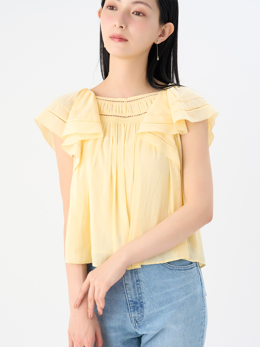 割繊シフォンレースブラウス(ブラウス・シャツ)｜TOPS（トップス