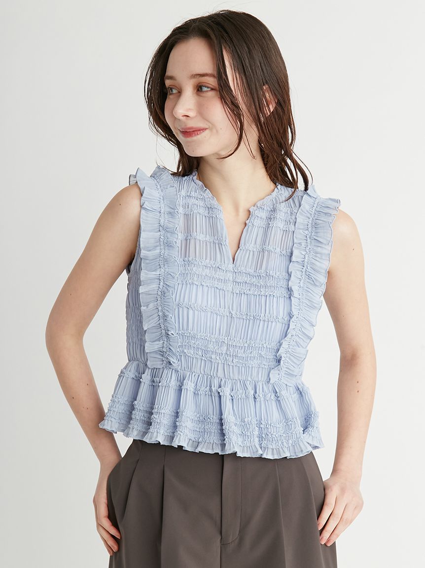 シャーリングフリルブラウス(ブラウス・シャツ)｜TOPS（トップス