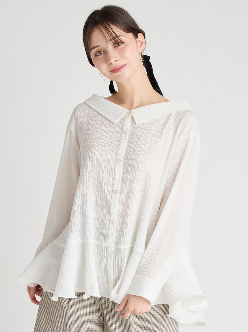 美品【CELFORD 】衿付きオーガンジーパフスリーブブラウス 衿付きパフスリーブブラウス(ブラウス・シャツ)｜TOPS（トップス