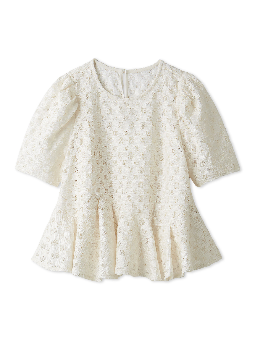 ブラッシュドレースペプラムトップス(ブラウス・シャツ)｜TOPS