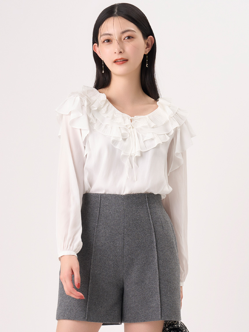 ラッフルプリーツ割線ブラウス(ブラウス・シャツ)｜TOPS（トップス