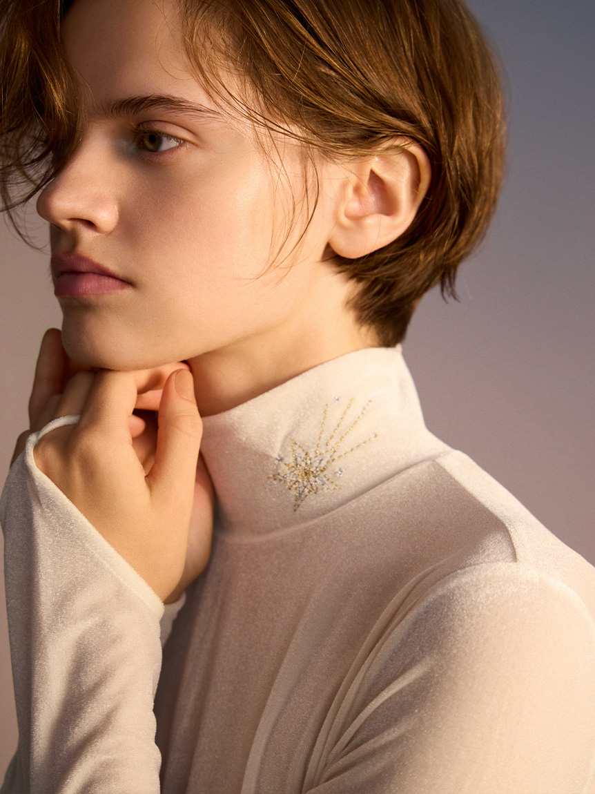 YUMI KATSURA for CELFORD】コラボスターリー刺繍ベロアトップス