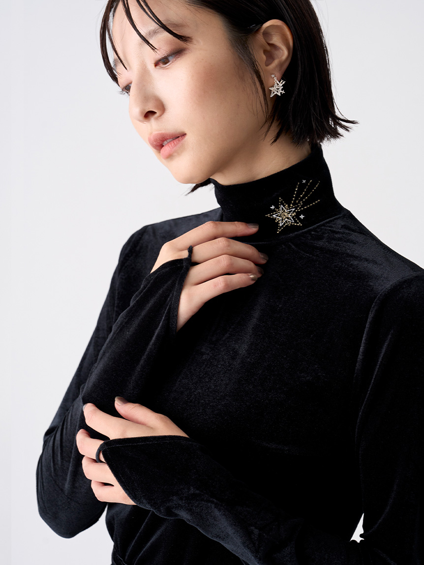 YUMI KATSURA for CELFORD】コラボスターリー刺繍ベロアトップス