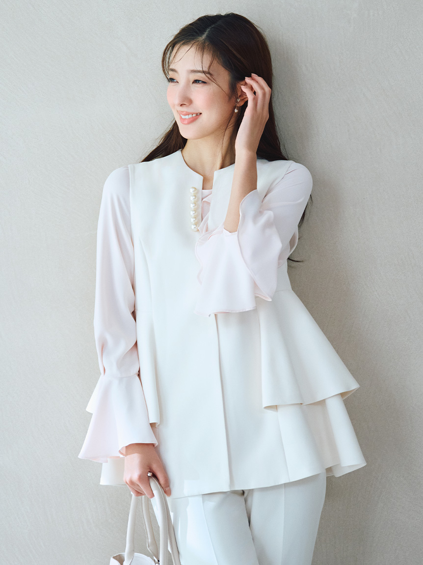 アシメラッフルブラウス