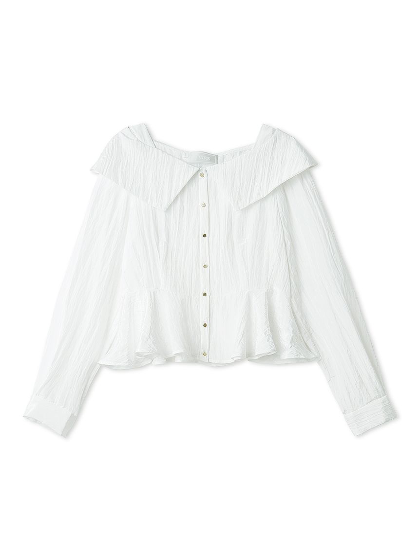 洗える】ワイドカラーペプラムブラウス(ブラウス・シャツ)｜TOPS