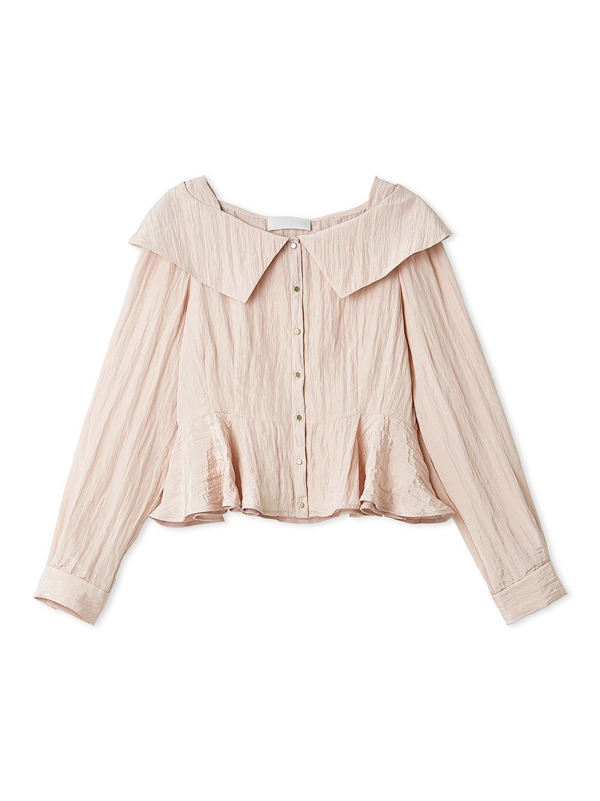 洗える】ワイドカラーペプラムブラウス(ブラウス・シャツ)｜TOPS