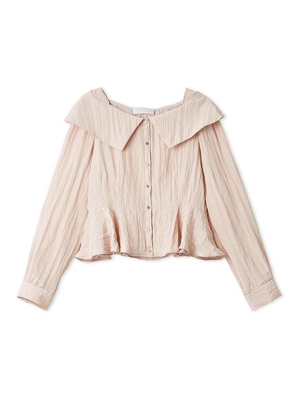 洗える】ワイドカラーペプラムブラウス(ブラウス・シャツ)｜TOPS