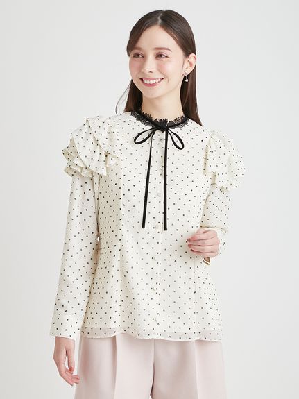 洗える】ハートドットプリントブラウス(ブラウス・シャツ)｜TOPS