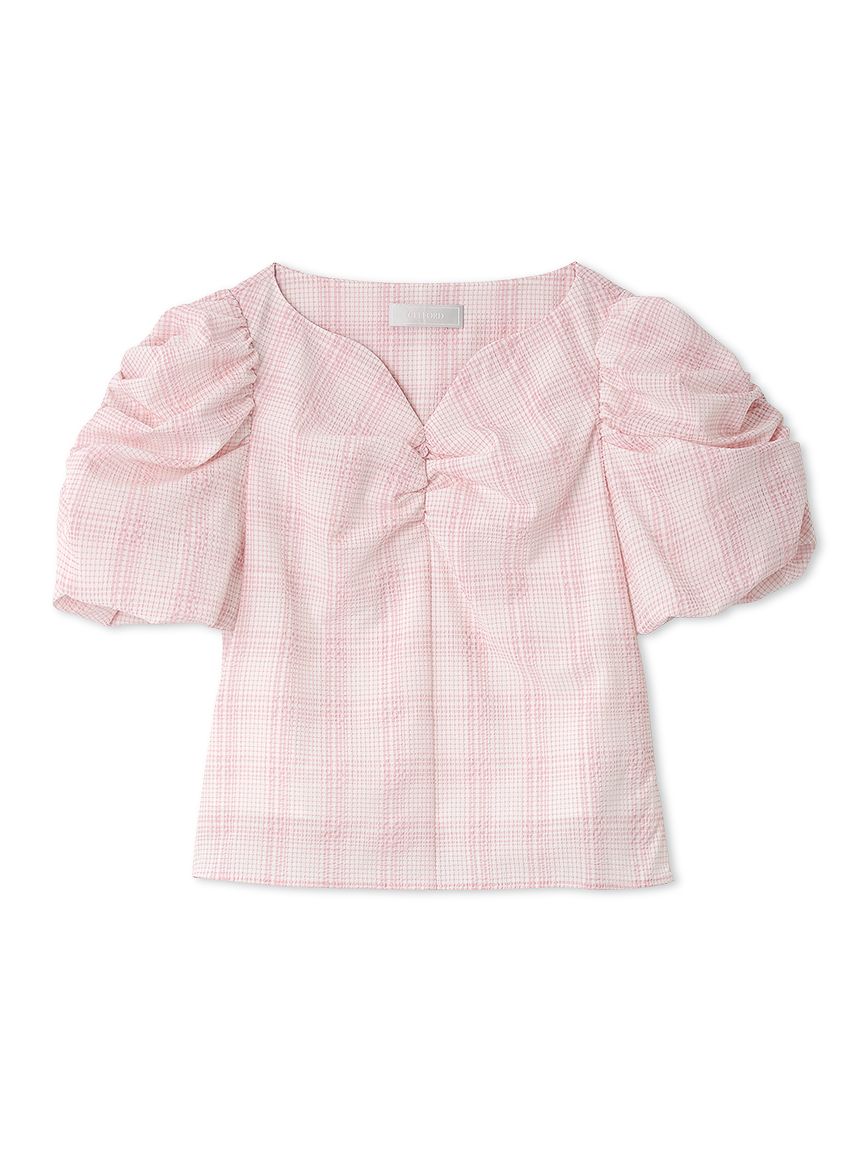 洗える】シアーチェックパフスリーブブラウス(ブラウス・シャツ)|TOPS 洗える】シアーチェックパフスリーブブラウス(ブラウス・シャツ)|TOPS