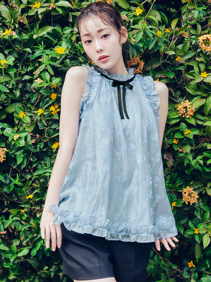 ブラックリボンジャガードチュニック