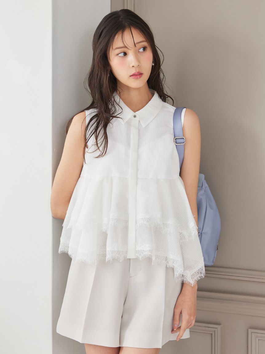 レースヘムペプラムブラウス(ブラウス・シャツ)｜TOPS（トップス