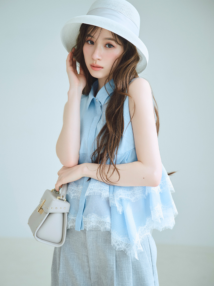 洗える】レースヘムペプラムブラウス(ブラウス・シャツ)｜TOPS