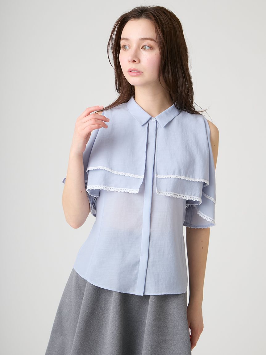 2WAYレーストリムケープブラウス(ブラウス・シャツ)｜TOPS（トップス