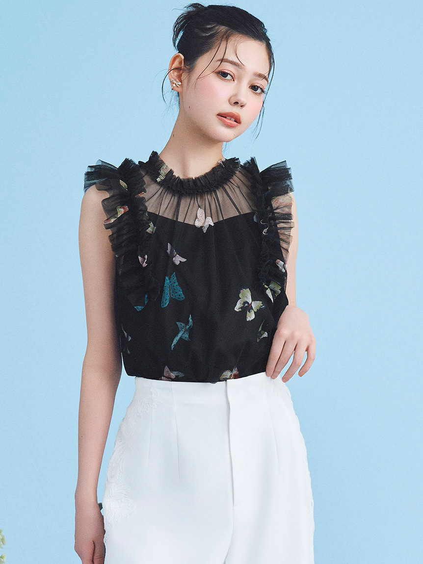 洗える】【HANAE MORI×CELFORDコラボ】バタフライレイヤードプリント