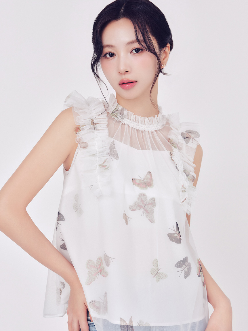 洗える】【HANAE MORI×CELFORDコラボ】バタフライレイヤードプリント 