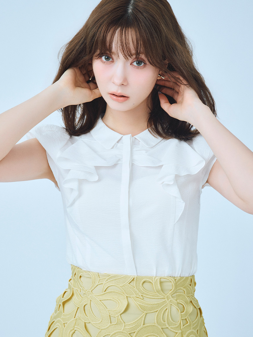 洗える】フロントリボンパフスリーブブラウス(シャツ・ブラウス)｜TOPS