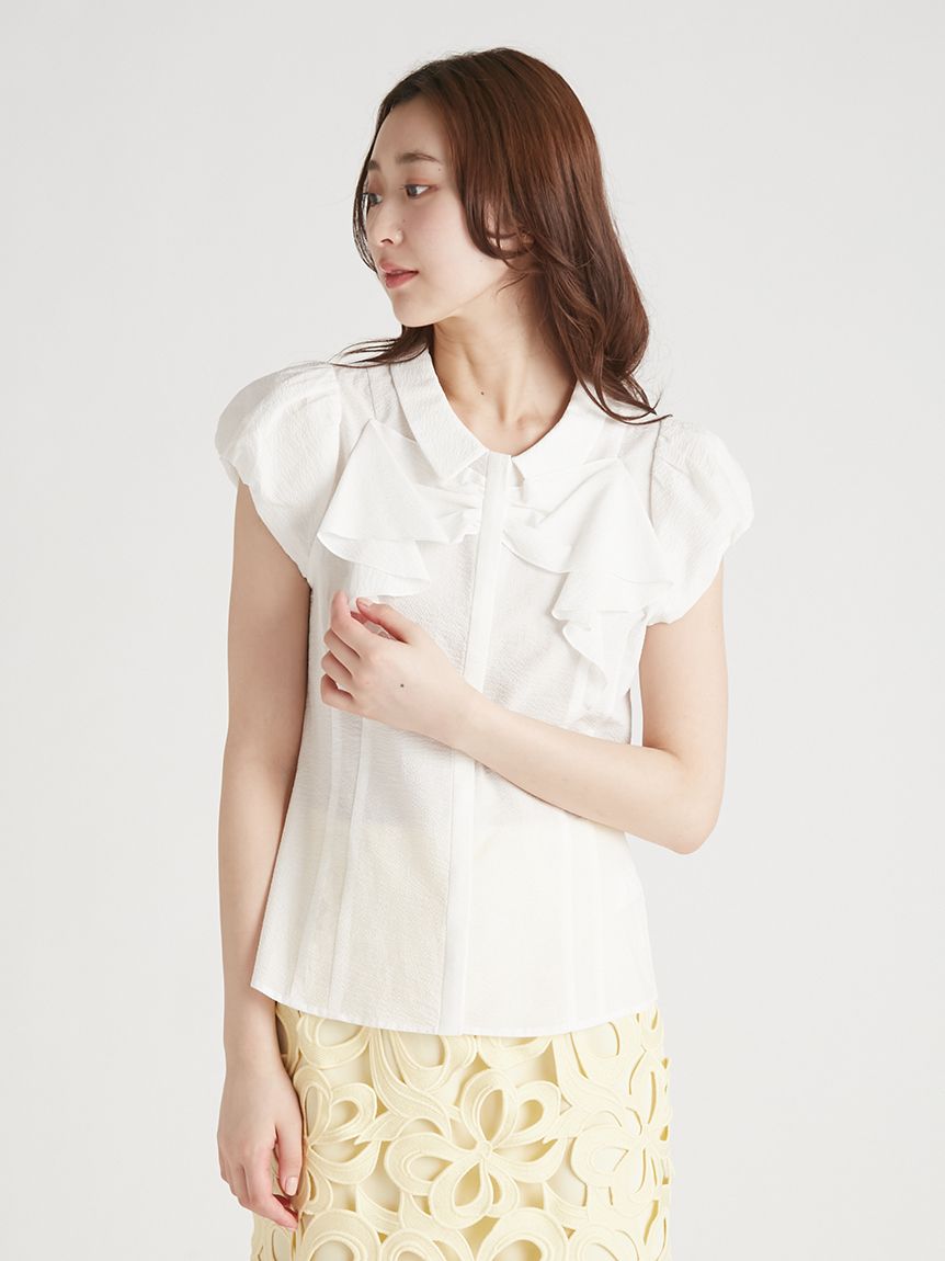 フロントリボンパフスリーブブラウス(ブラウス・シャツ)｜TOPS